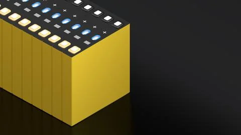 Closeup Structural solid-state battery pack for Electric Vehicle or Hybrid .. 库存插图