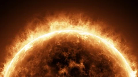 Closeup of Sun surface showing heat waves and flames Stock Footage 76911669
