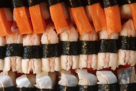 Closeup of sushi rolls Stock Photos