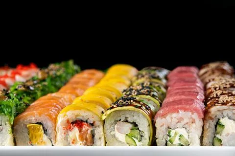 Closeup of sushi rolls Stock Photos