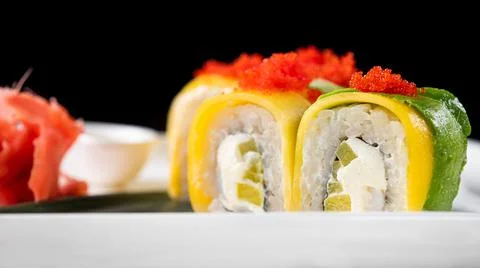 Closeup of sushi rolls Stock Photos