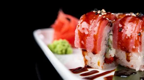 Closeup of sushi rolls Stock Photos