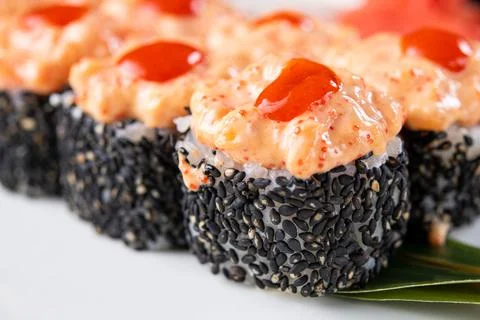 Closeup of sushi rolls Stock Photos