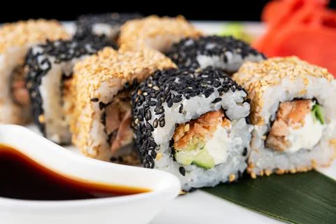 Closeup of sushi rolls Stock Photos
