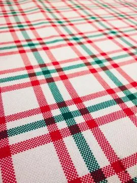 Closeup of Tablecloth with checkered pattern on white background in diagonal Stock Photos