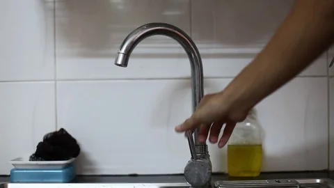 Closeup of tap with streaming water Stock Footage 75627805