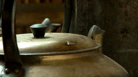 Closeup of Tea Kettle Steaming Video stock 106823480