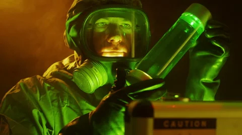 Closeup tech looking at a biohazard sample Stock Footage 40161595