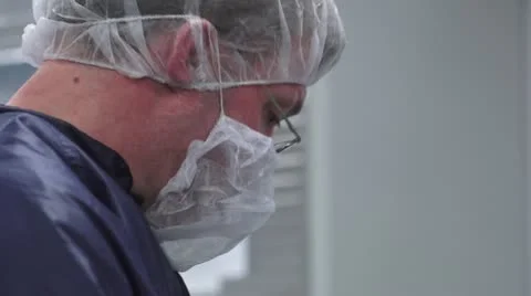 Closeup of Technicians Face in Cleanroom Stock Footage 10895369