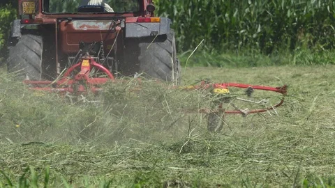 Closeup of tedder in action Video stock 113569841