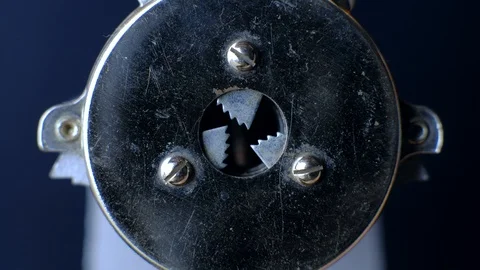 Closeup of teeth in the movement of the pencil sharpener. Stock Footage 112070054