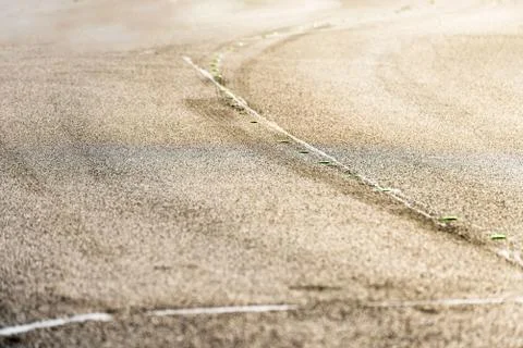 Closeup Temporary yellow devider on UK motorway Foto stock