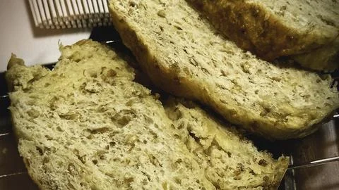 Closeup texture and surface of sliced Fresh Homemade coarse whole wheat bread Stock Photos