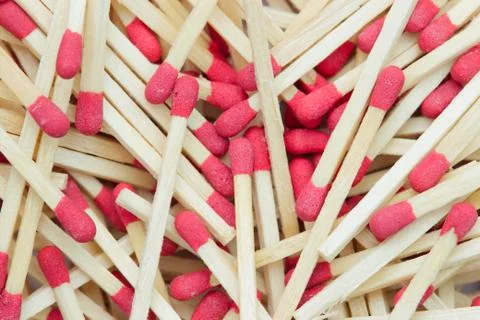Closeup texture background of many the match stick is stacked in bright light Stock Photos