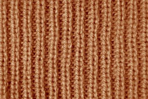 Closeup the Texture of Mocha Mousse Knitted Wool Fabric in Vertical Patterns Foto stock