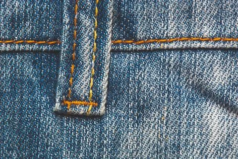 Closeup texture thread and stitch denim pants Stock Photos