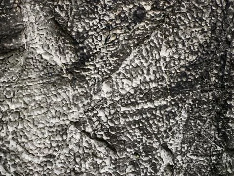 Closeup textured stone surface with weathered pitted pattern Stock Photos