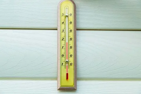Closeup thermometer showing temperature Stock Photos