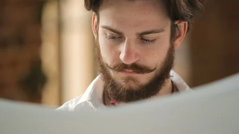 Closeup of Thinking Architect 库存影片 92695601