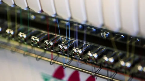 Closeup of Thread in Industrial Sewing Machine Stock Footage 50410705