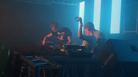 Closeup of three DJ's Stock Footage 2886891