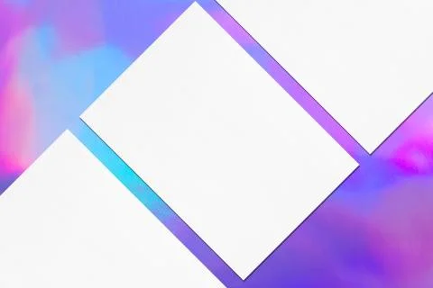 Closeup of three empty white rectangle poster mockups lying diagonally on hol Stock Photos