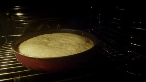 Closeup timelapse of bun baking in an electric oven. Mouthwatering pastry i.. Stock Footage 272449223