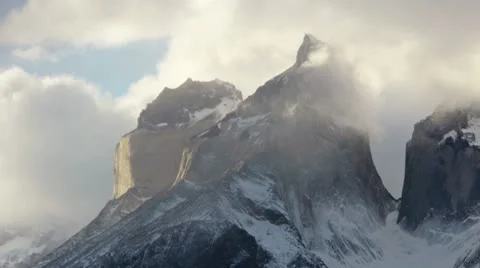 Closeup timelapse of Los Cuernos in Torres del Paine Stock Footage 12476544
