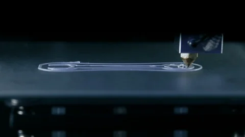 Closeup timelapse video of an 3d printer, printing a wrench Video stock 96198888
