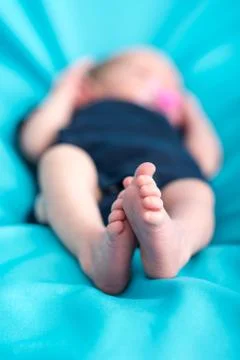 Closeup of tiny baby feet. Stock Photos