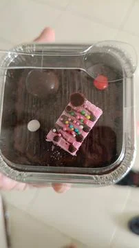 Closeup of tiny brownie cake Foto stock