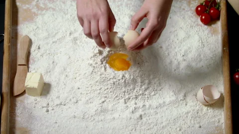 Closeup Top View Of Female Hands Holding A Cracked Egg Stock Footage 170238547