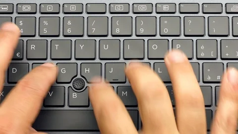 Closeup top view hands typing keyboard at full speed footage 4k Stock-Footage 108191025
