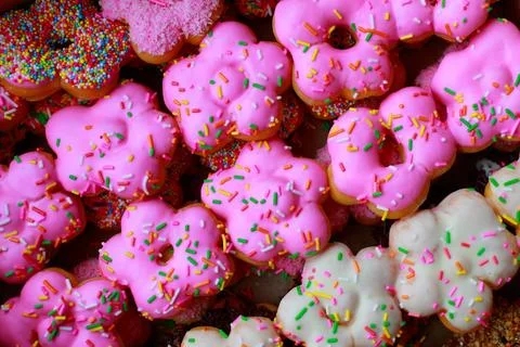 Closeup top view studio shot of various kinds of delicious tasty yummy baki.. Stock Photos