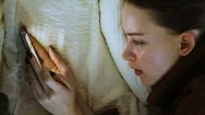 Closeup Top View Of Young Sleepy Tired Woman Lying In Bed On Pillow Using Stock Footage