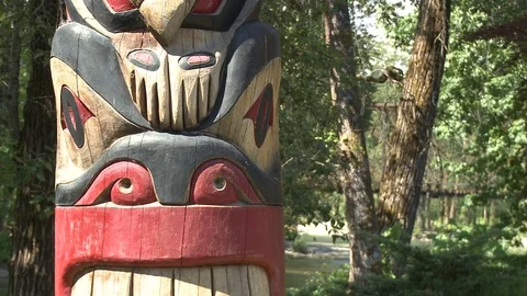 Closeup of totem pole carving Stock Footage 75244543