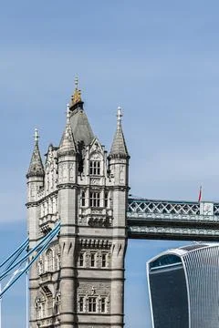 Closeup of Tower Bridge Stock Photos