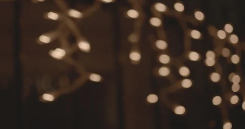 Closeup tracking shot of blurred railing lights Stock Footage 97930748