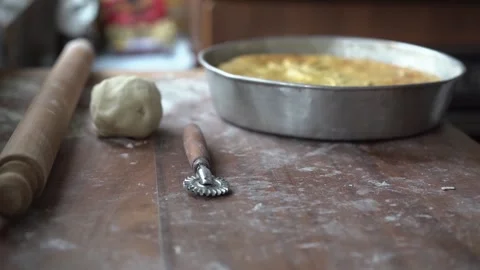 Closeup of traditional easter pastry from Naples called pastiera napoletana 스톡 동영상 276675007