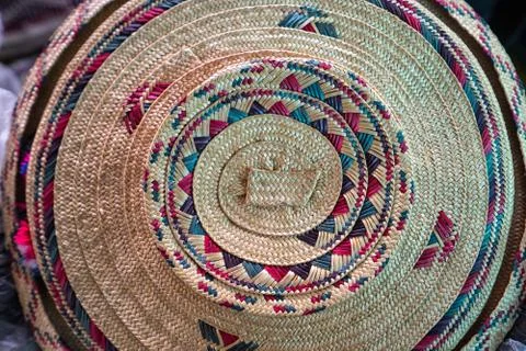 Closeup of a traditional straw hat Stock Photos