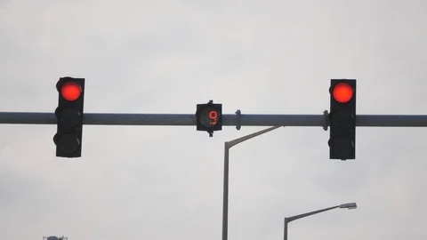 Closeup of traffic light with numbers counting down Video stock 100547596