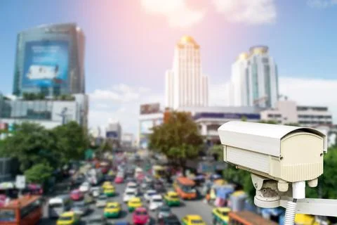 Closeup of traffic security camera. Stock Photos