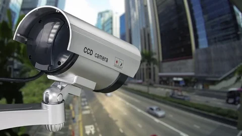 Closeup of traffic security camera surveillance CCTV on the road in the big city Stock Footage 82959587