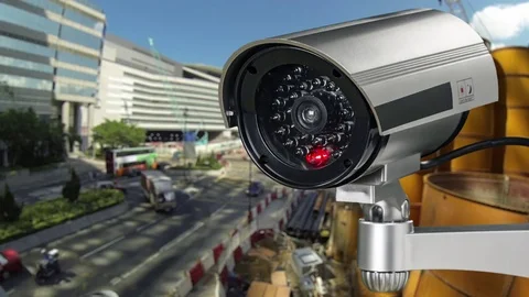 Closeup of traffic security camera surveillance CCTV on the road in the big city Video stock 82959624