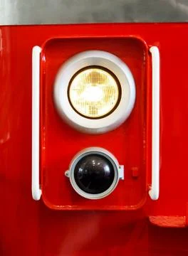 Closeup of train headlight Stock Photos
