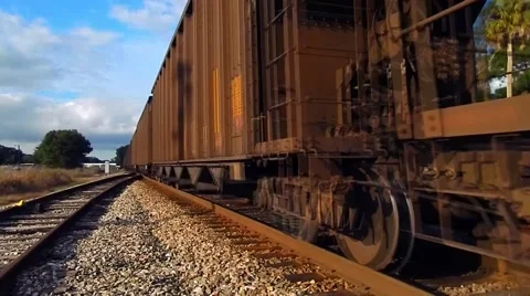 Closeup of train passing by Video stock 45529310