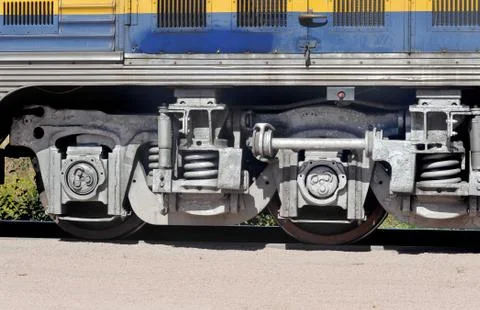 Closeup of Train Wheels Stockfoto's