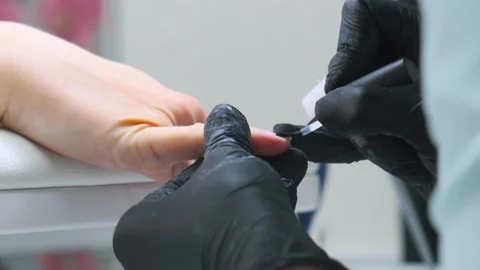 Closeup transparent nail base coat Stock-Footage 131041306