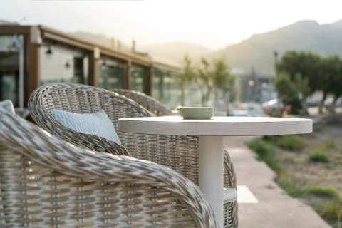 Closeup of two chairs in a cafe Stock Photos