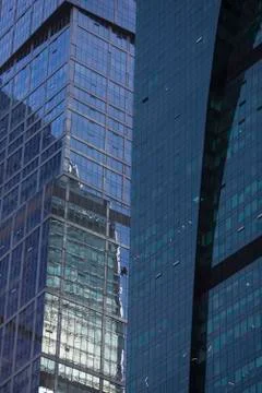 Closeup of two skyscrapers Stock Photos